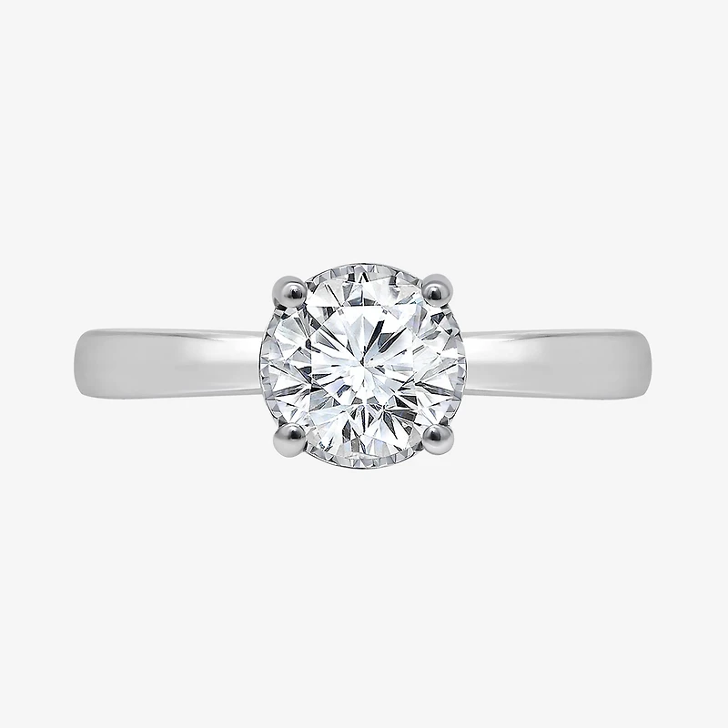 (I / Si2) Womens 1 CT. Lab Grown White Diamond Sterling Silver Round Solitaire Engagement Ring