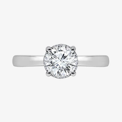 (I / Si2) Womens 1 CT. Lab Grown White Diamond Sterling Silver Round Solitaire Engagement Ring