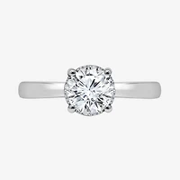 (I / Si2) Womens 1 CT. Lab Grown White Diamond Sterling Silver Round Solitaire Engagement Ring