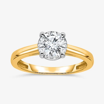 (I / Si2) Womens 1 CT. Lab Grown White Diamond Sterling Silver Round Solitaire Engagement Ring