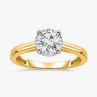 (I / Si2) Womens 1 CT. Lab Grown White Diamond Sterling Silver Round Solitaire Engagement Ring