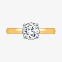 (I / Si2) Womens 1 CT. Lab Grown White Diamond Sterling Silver Round Solitaire Engagement Ring