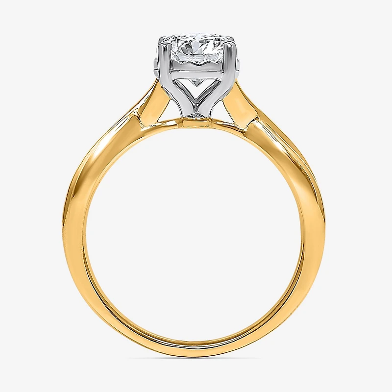 (I / Si2) Womens 1 CT. T.W. Lab Grown White Diamond Sterling Silver Round Solitaire Engagement Ring