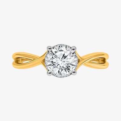 (I / Si2) Womens 1 CT. T.W. Lab Grown White Diamond Sterling Silver Round Solitaire Engagement Ring