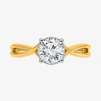 (I / Si2) Womens 1 CT. T.W. Lab Grown White Diamond Sterling Silver Round Solitaire Engagement Ring