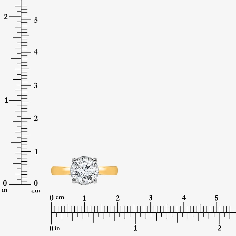 (I / Si2) Womens 2 CT. T.W. Lab Grown White Diamond Sterling Silver Round Solitaire Engagement Ring