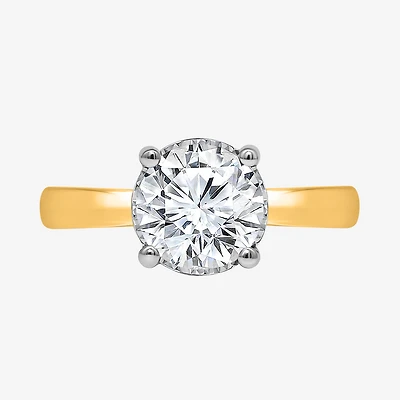 (I / Si2) Womens 2 CT. T.W. Lab Grown White Diamond Sterling Silver Round Solitaire Engagement Ring