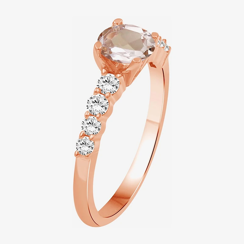 Womens 2 3/4 CT. T.W. Genuine Pink Morganite 10K Gold Round Cocktail Ring