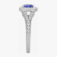 Womens 3 3/8 Ct. T.W. Genuine Blue Tanzanite 10K Gold Cushion Halo Cocktail Ring