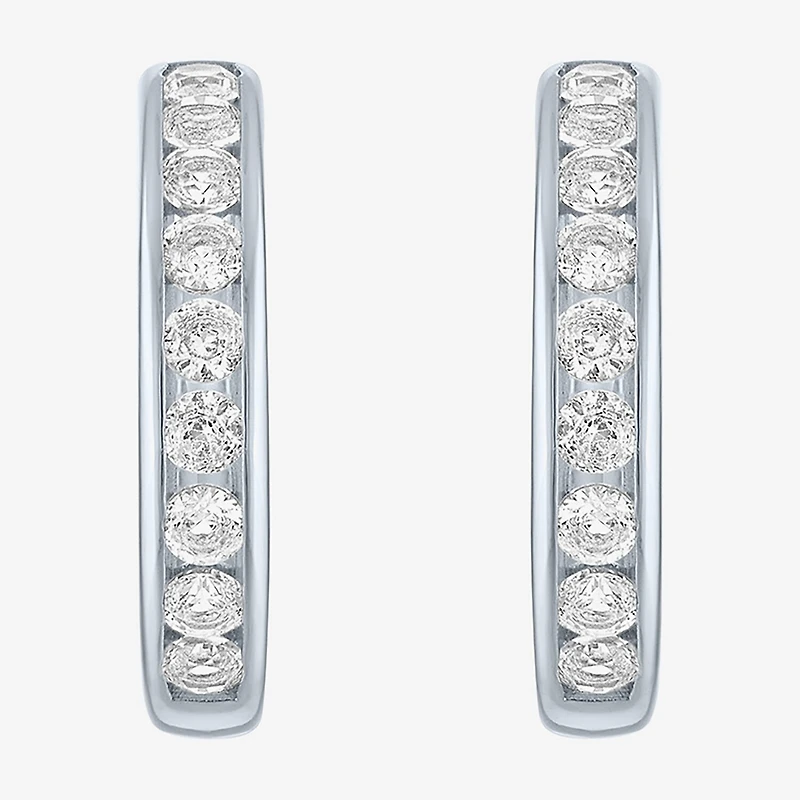 Yes, Please! C-Hoop Womens Lab Created White Sapphire 14K Gold Over Silver 20mm Hoop Earrings