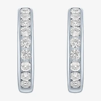 Yes, Please! C-Hoop Womens Lab Created White Sapphire 14K Gold Over Silver 20mm Hoop Earrings