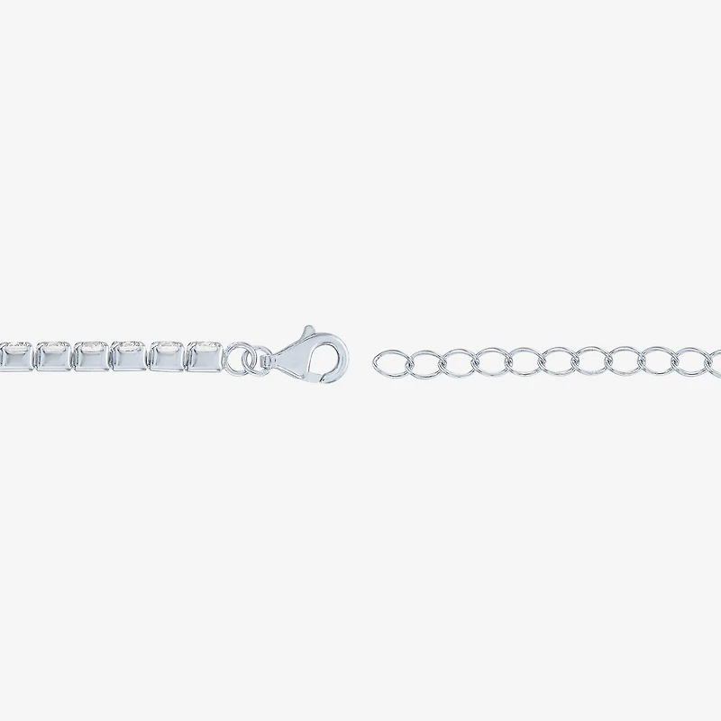 Yes, Please! Womens Lab Created White Sapphire Sterling Silver 6 1/2 Inch Tennis Bracelet