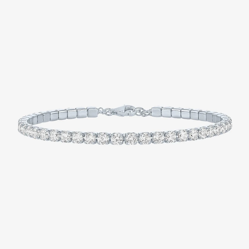 Yes, Please! Womens Lab Created White Sapphire Sterling Silver 6 1/2 Inch Tennis Bracelet