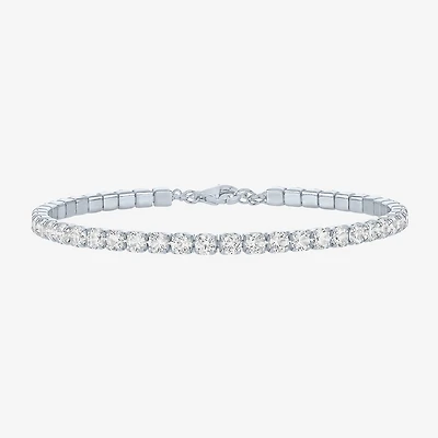 Yes, Please! Womens Lab Created White Sapphire Sterling Silver 6 1/2 Inch Tennis Bracelet