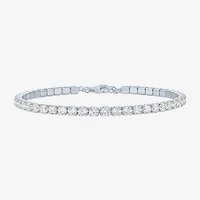 Yes, Please! Womens Lab Created White Sapphire Sterling Silver 6 1/2 Inch Tennis Bracelet