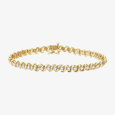 G / Si1-Si2) Womens CT. T.W. Lab Grown White Diamond 14K Gold Over Silver 7.5 Inch Tennis Bracelet