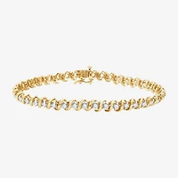 G / Si1-Si2) Womens CT. T.W. Lab Grown White Diamond 14K Gold Over Silver 7.5 Inch Tennis Bracelet