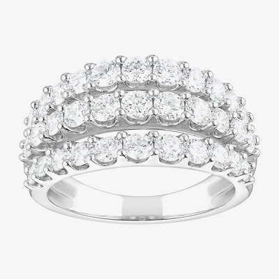 (F, Si2) Womens 2 CT. T.W. Lab Grown White Diamond Sterling Silver Band