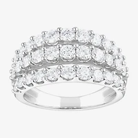 (F, Si2) Womens 2 CT. T.W. Lab Grown White Diamond Sterling Silver Band