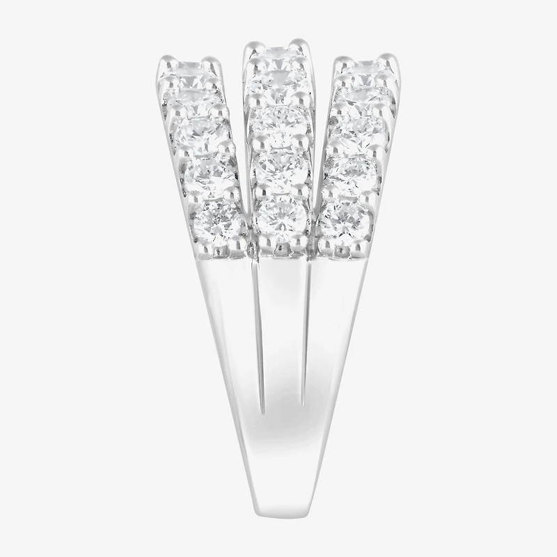 (F, Si2) Womens 2 CT. T.W. Lab Grown White Diamond Sterling Silver Band