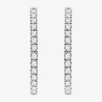 (G, Si1-Si2) Womens 3 CT. T.W. Lab Grown White Diamond Sterling Silver 33.7mm Hoop Earrings