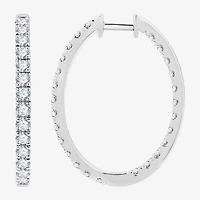 (G, Si1-Si2) Womens 3 CT. T.W. Lab Grown White Diamond Sterling Silver 33.7mm Hoop Earrings