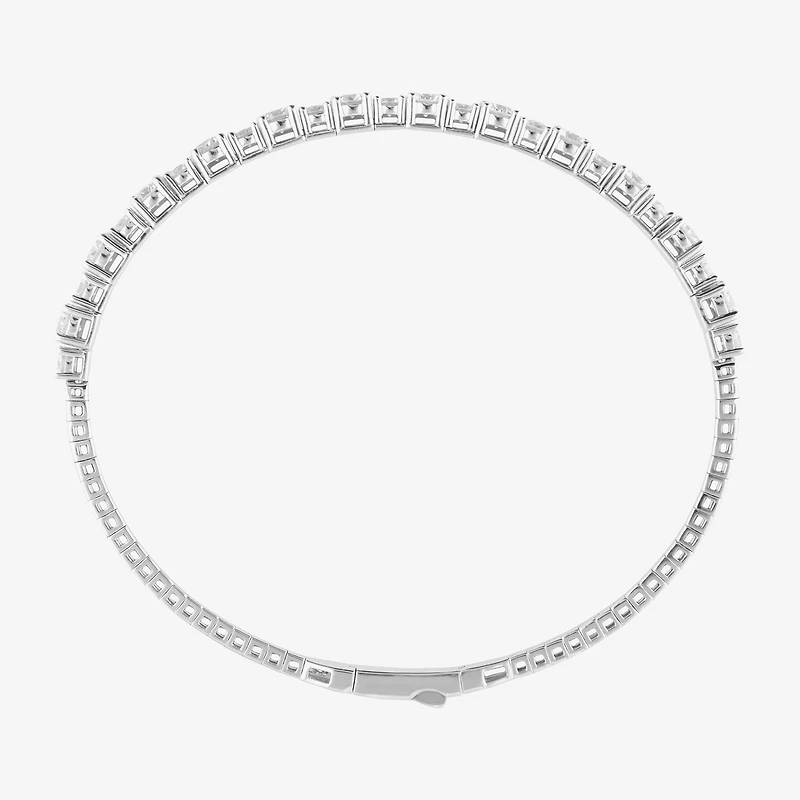 (F, Si2) Womens 3 CT. T.W. Lab Grown White Diamond Sterling Silver Bangle Bracelet