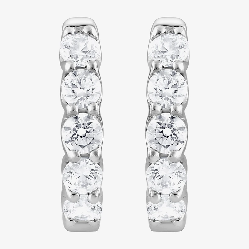 (Si2/F) Womens 2 CT. T.W. Lab Grown White Diamond Sterling Silver 17.6mm Hoop Earrings