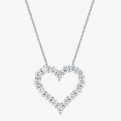 (F, Si2) Womens 1 CT. T.W. Lab Grown White Diamond Sterling Silver Heart 18 Inch Pendant Necklace