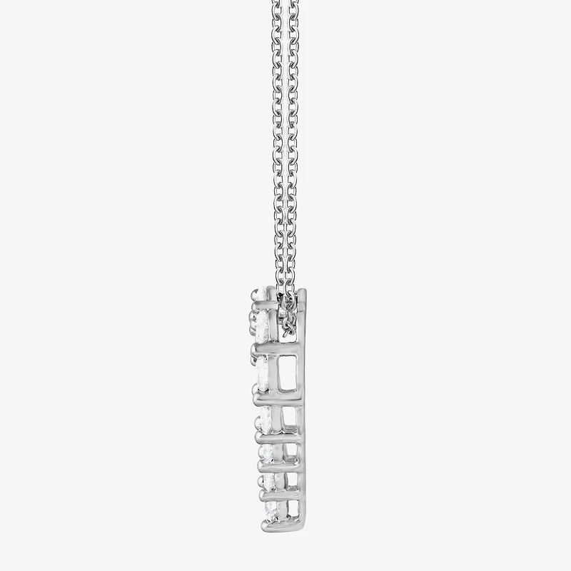 (F, Si2) Womens 1 CT. T.W. Lab Grown White Diamond Sterling Silver Heart 18 Inch Pendant Necklace