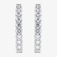 (F, Si2) Womens 1 CT. T.W. Lab Grown White Diamond Sterling Silver Hoop Earrings