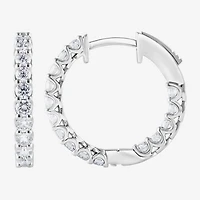 (F, Si2) Womens 1 CT. T.W. Lab Grown White Diamond Sterling Silver Hoop Earrings