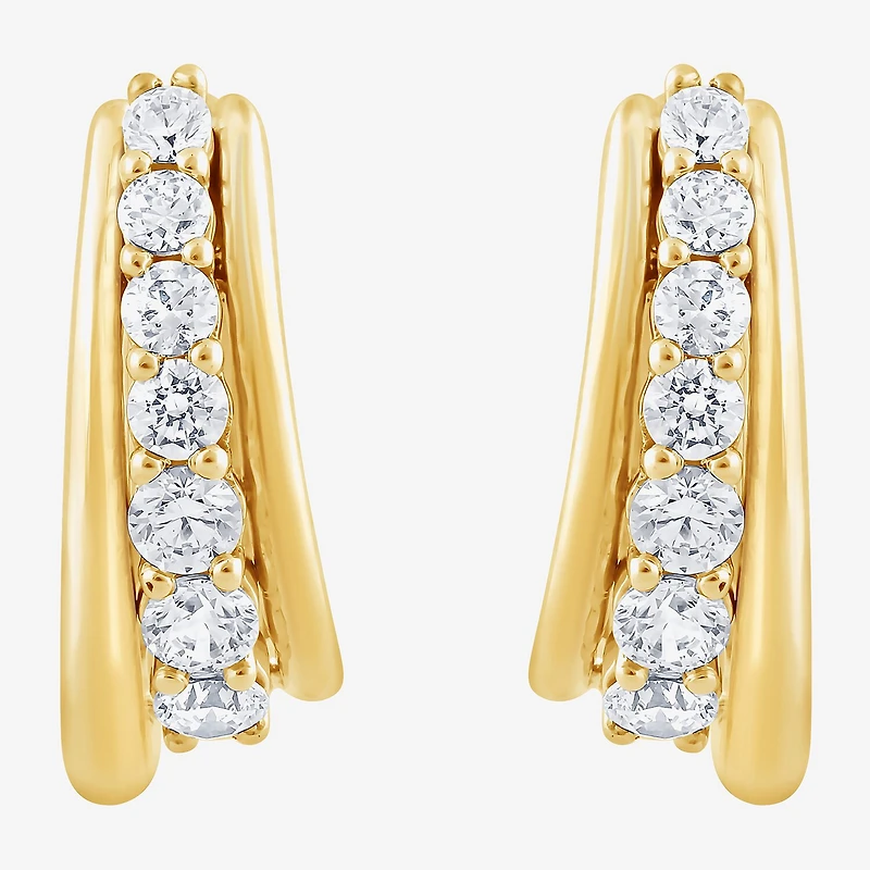 (F, Si2) Womens 1 CT. T.W. Lab Grown White Diamond 14K Gold Over Silver 17.9mm Hoop Earrings