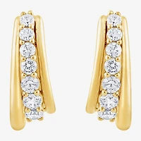 (F, Si2) Womens 1 CT. T.W. Lab Grown White Diamond 14K Gold Over Silver 17.9mm Hoop Earrings