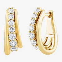 (F, Si2) Womens 1 CT. T.W. Lab Grown White Diamond 14K Gold Over Silver 17.9mm Hoop Earrings
