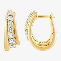 (F, Si2) Womens 1 CT. T.W. Lab Grown White Diamond 14K Gold Over Silver 17.9mm Hoop Earrings
