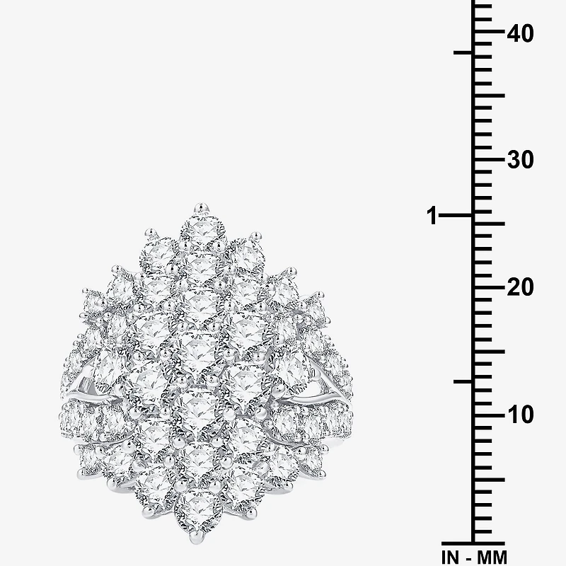 (G, Si1-Si2) Womens 5 CT. T.W. Lab Grown White Diamond Sterling Silver Cluster Cocktail Ring