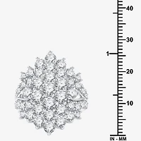 (G, Si1-Si2) Womens 5 CT. T.W. Lab Grown White Diamond Sterling Silver Cluster Cocktail Ring