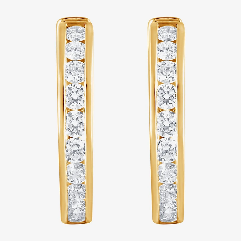 (F, Si2) Womens 1 CT. T.W. Lab Grown White Diamond 14K Gold Over Silver 19.5mm Hoop Earrings