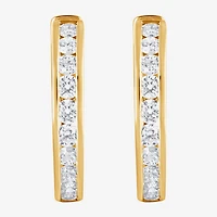 (F, Si2) Womens 1 CT. T.W. Lab Grown White Diamond 14K Gold Over Silver 19.5mm Hoop Earrings