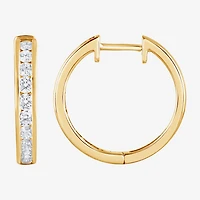 (F, Si2) Womens 1 CT. T.W. Lab Grown White Diamond 14K Gold Over Silver 19.5mm Hoop Earrings