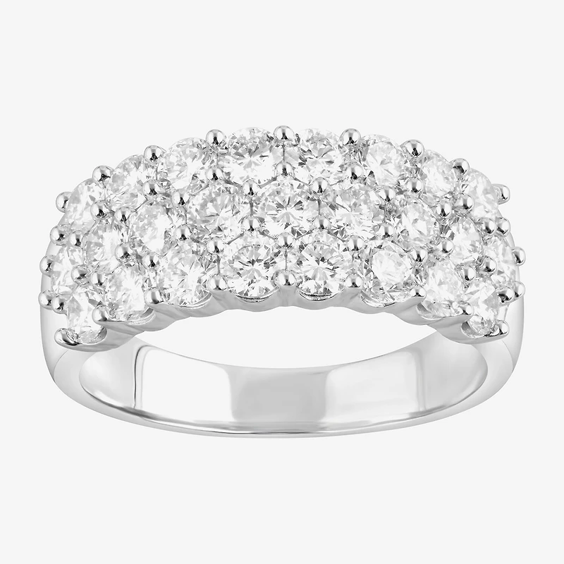(F/Vs2) Womens 2 CT. T.W. Lab Grown White Diamond Sterling Silver Cocktail Ring