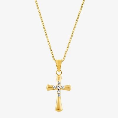 Cross (F/Vs2) Womens 1/ CT. T.W. Lab Grown White Diamond 14K Gold Over Silver Cross 18 Inch Pendant Necklace