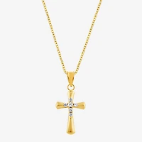 Cross (F/Vs2) Womens 1/4 CT. T.W. Lab Grown White Diamond 14K Gold Over Silver Cross 18 Inch Pendant Necklace