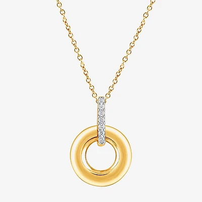 (F/Vs2) Womens Diamond Accent Lab Grown White Diamond 14K Gold Over Silver 18 Inch Pendant Necklace