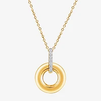 (F/Vs2) Womens Diamond Accent Lab Grown White Diamond 14K Gold Over Silver 18 Inch Pendant Necklace
