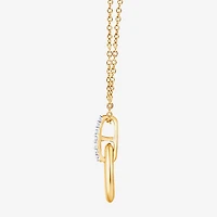 (F/Vs2) Womens Diamond Accent Lab Grown White Diamond 14K Gold Over Silver 18 Inch Pendant Necklace