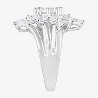 Diamond Blossom (F, Si2) Womens 3 CT. T.W. Lab Grown White Sterling Silver Cluster Cocktail Ring