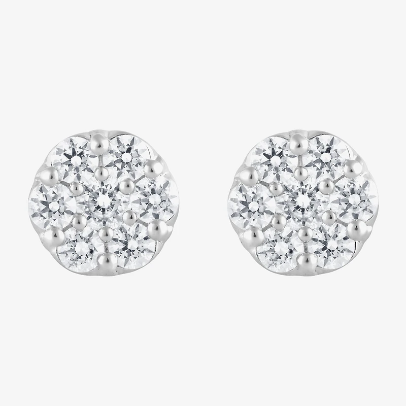 Diamond Blossom (F, Si2) 1 CT. T.W. Lab Grown White Diamond Sterling Silver 8mm Round Stud Earrings