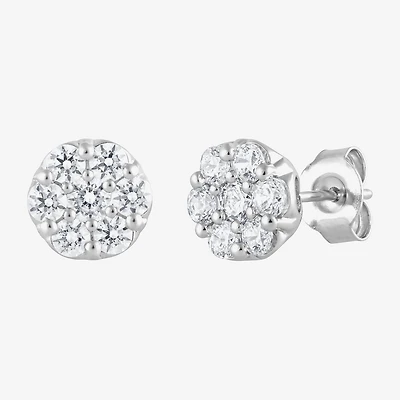 Diamond Blossom (F, Si2) 1 CT. T.W. Lab Grown White Diamond Sterling Silver 8mm Round Stud Earrings